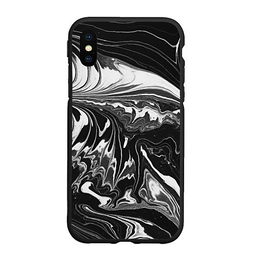 Чехол iPhone XS Max матовый Абстрактный мрамор монохром / 3D-Черный – фото 1