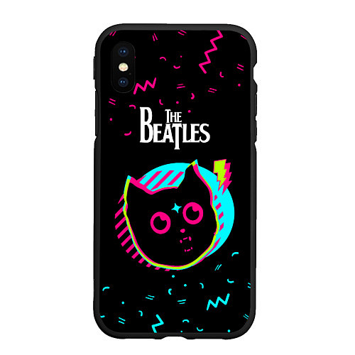 Чехол iPhone XS Max матовый The Beatles - rock star cat / 3D-Черный – фото 1