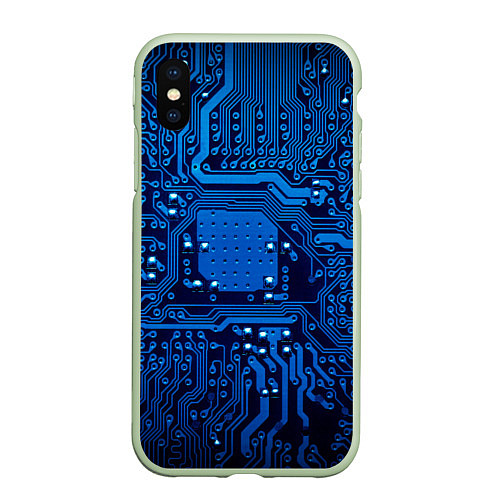 Чехол iPhone XS Max матовый Текстолит / 3D-Салатовый – фото 1