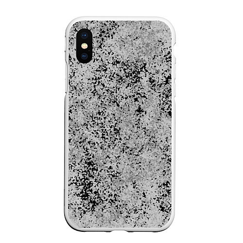 Чехол iPhone XS Max матовый Текстура камень светло-серый / 3D-Белый – фото 1