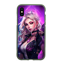 Чехол iPhone XS Max матовый League of Legends Kaisa Kda style, цвет: 3D-темно-зеленый