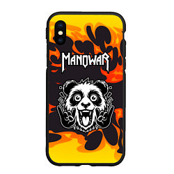 Чехол iPhone XS Max матовый Manowar рок панда и огонь