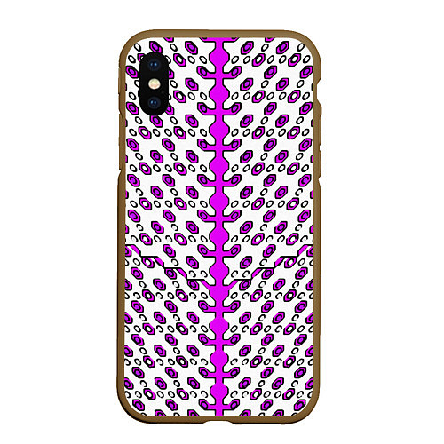 Чехол iPhone XS Max матовый Розовые киберпанк ячейки на белом фоне / 3D-Коричневый – фото 1