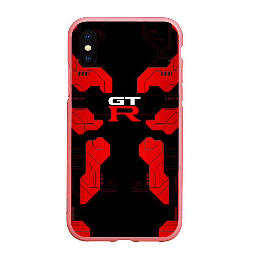 Чехол iPhone XS Max матовый Nissan GTR - Cyber red / 3D-Баблгам – фото 1