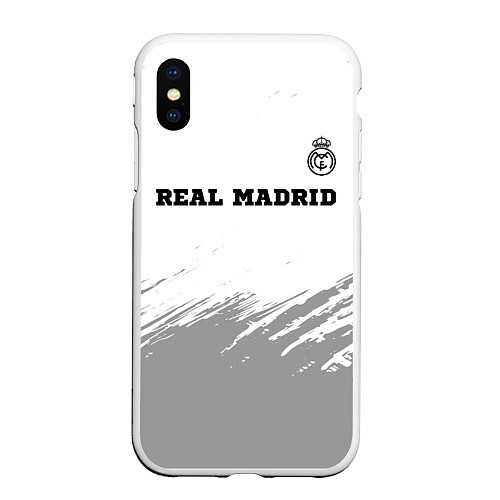 Чехол iPhone XS Max матовый Real Madrid sport на светлом фоне посередине / 3D-Белый – фото 1