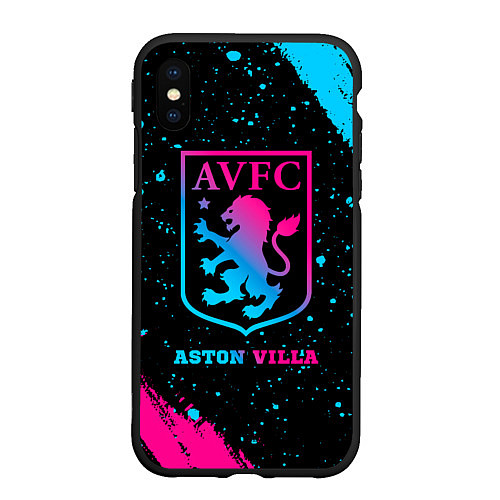 Чехол iPhone XS Max матовый Aston Villa - neon gradient / 3D-Черный – фото 1