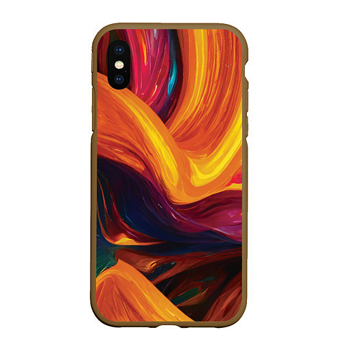 Чехол iPhone XS Max матовый Цветная абстракция colorful / 3D-Коричневый – фото 1