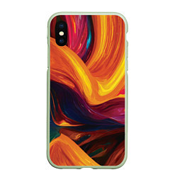 Чехол iPhone XS Max матовый Цветная абстракция colorful, цвет: 3D-салатовый