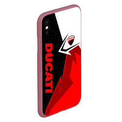 Чехол iPhone XS Max матовый Ducati moto - красная униформа, цвет: 3D-малиновый — фото 2