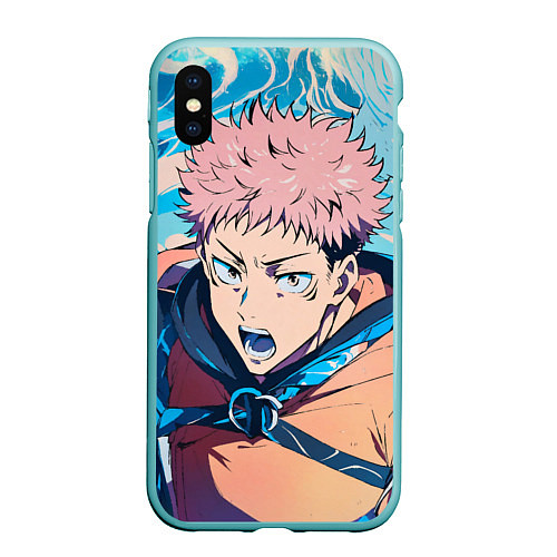 Чехол iPhone XS Max матовый Юдзи Итадори из Jujutsu Kaisen / 3D-Мятный – фото 1