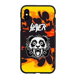 Чехол iPhone XS Max матовый Slayer рок панда и огонь, цвет: 3D-черный