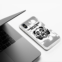 Чехол iPhone XS Max матовый Twenty One Pilots рок панда на светлом фоне, цвет: 3D-белый — фото 2