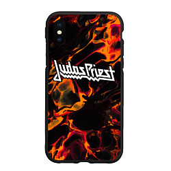 Чехол iPhone XS Max матовый Judas Priest red lava