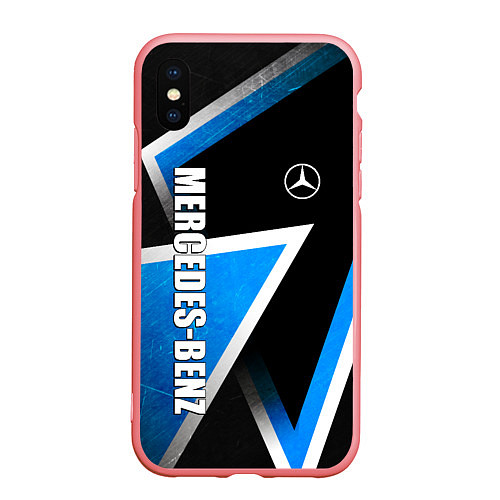 Чехол iPhone XS Max матовый Mercedes - blue metal / 3D-Баблгам – фото 1