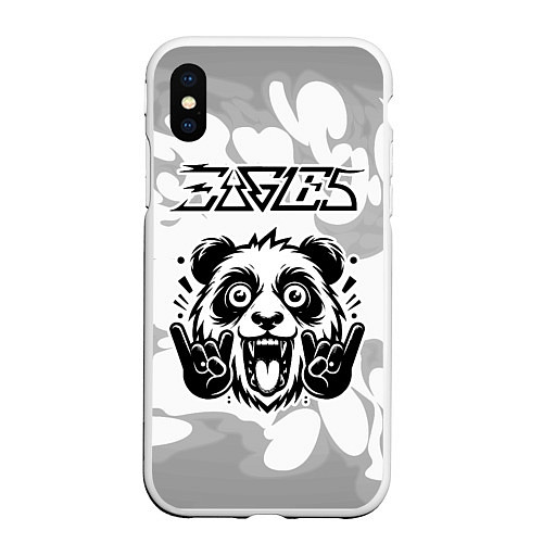 Чехол iPhone XS Max матовый Eagles рок панда на светлом фоне / 3D-Белый – фото 1