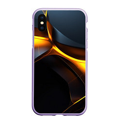 Чехол iPhone XS Max матовый Разлом черных плит и оранжевая лава, цвет: 3D-светло-сиреневый