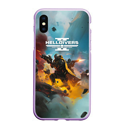 Чехол iPhone XS Max матовый Helldivers 2: Art, цвет: 3D-сиреневый