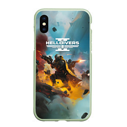 Чехол iPhone XS Max матовый Helldivers 2: Art, цвет: 3D-салатовый