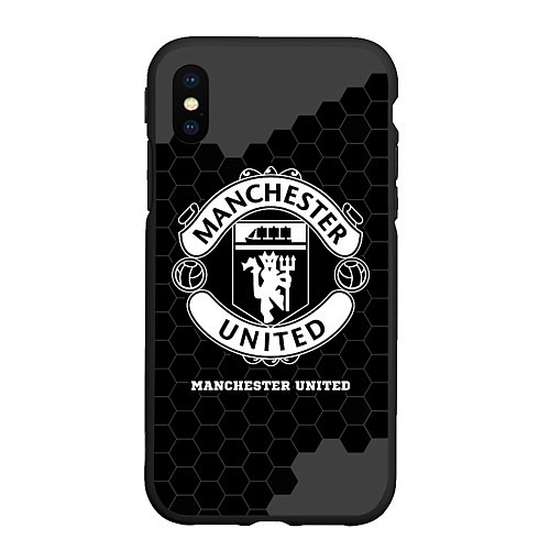 Чехол iPhone XS Max матовый Manchester United sport на темном фоне / 3D-Черный – фото 1