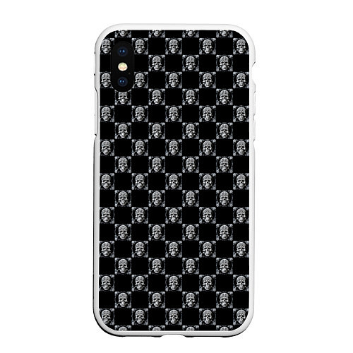 Чехол iPhone XS Max матовый Mechanic skull / 3D-Белый – фото 1