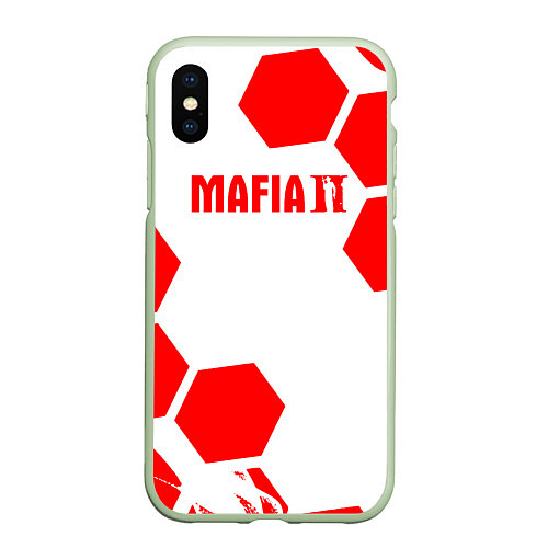 Чехол iPhone XS Max матовый Mafia соты красные / 3D-Салатовый – фото 1