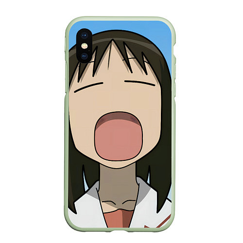 Чехол iPhone XS Max матовый Azumanga Daioh Аюму Касуга зевает / 3D-Салатовый – фото 1