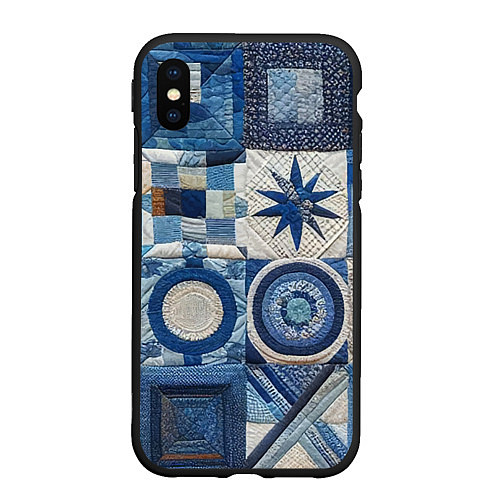 Чехол iPhone XS Max матовый Denim patchwork - ai art / 3D-Черный – фото 1