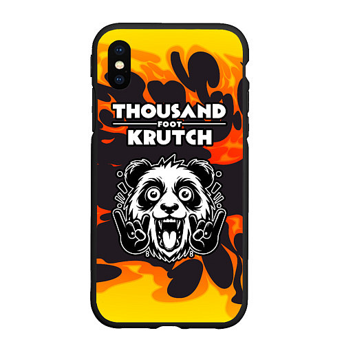 Чехол iPhone XS Max матовый Thousand Foot Krutch рок панда и огонь / 3D-Черный – фото 1