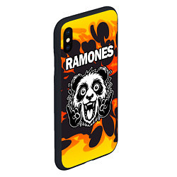 Чехол iPhone XS Max матовый Ramones рок панда и огонь, цвет: 3D-черный — фото 2