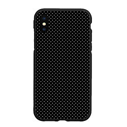 Чехол iPhone XS Max матовый Чёрный в белый маленький горошек, цвет: 3D-черный