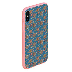 Чехол iPhone XS Max матовый Цветочный узор в стиле бохо на синем, цвет: 3D-баблгам — фото 2