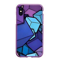 Чехол iPhone XS Max матовый Куб, цвет: 3D-фиолетовый