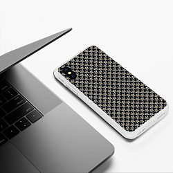 Чехол iPhone XS Max матовый Цветочный чёрный в белый цветочек, цвет: 3D-белый — фото 2
