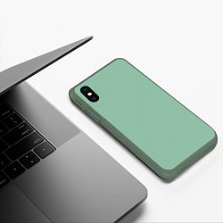 Чехол iPhone XS Max матовый Светлый серо-зелёный однотонный паттерн, цвет: 3D-темно-зеленый — фото 2