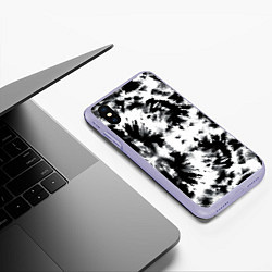 Чехол iPhone XS Max матовый Серо белый тайдай, цвет: 3D-светло-сиреневый — фото 2