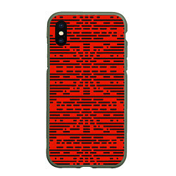 Чехол iPhone XS Max матовый Чёрные полосы на красном фоне