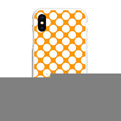 Чехол iPhone XS Max матовый Жёлтый в белый крупный горошек, цвет: 3D-белый