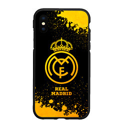 Чехол iPhone XS Max матовый Real Madrid - gold gradient, цвет: 3D-черный
