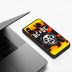 Чехол iPhone XS Max матовый AC DC рок панда и огонь, цвет: 3D-черный — фото 2