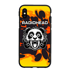 Чехол iPhone XS Max матовый Radiohead рок панда и огонь, цвет: 3D-черный