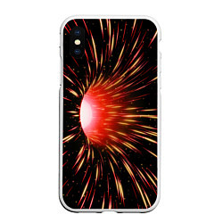 Чехол iPhone XS Max матовый Червоточина - огненные лучи, цвет: 3D-белый