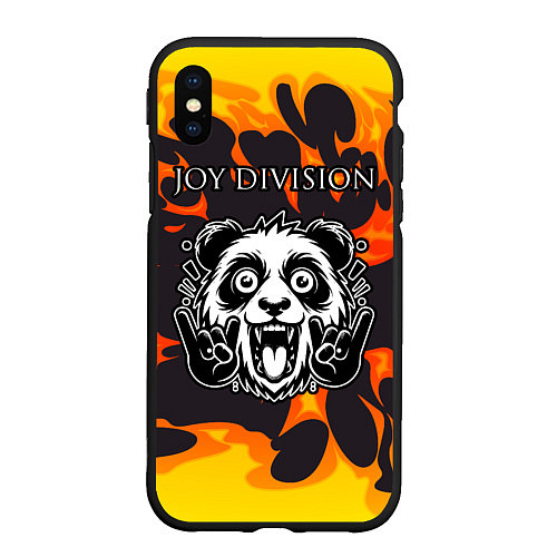 Чехол iPhone XS Max матовый Joy Division рок панда и огонь / 3D-Черный – фото 1