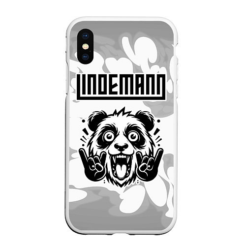 Чехол iPhone XS Max матовый Lindemann рок панда на светлом фоне / 3D-Белый – фото 1