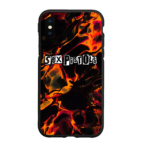 Чехол iPhone XS Max матовый Sex Pistols red lava / 3D-Черный – фото 1