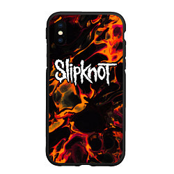 Чехол iPhone XS Max матовый Slipknot red lava, цвет: 3D-черный