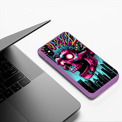 Чехол iPhone XS Max матовый Cyber skull - ai art fantasy, цвет: 3D-фиолетовый — фото 2