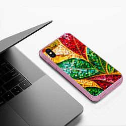 Чехол iPhone XS Max матовый Яркая мозаика с разноцветным абстрактным узором и, цвет: 3D-розовый — фото 2