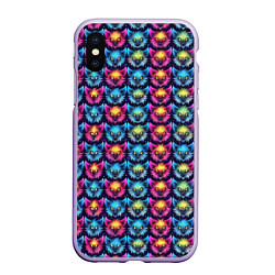 Чехол iPhone XS Max матовый Furry color anime animal faces, цвет: 3D-светло-сиреневый