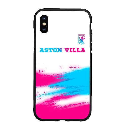 Чехол iPhone XS Max матовый Aston Villa neon gradient style посередине / 3D-Черный – фото 1