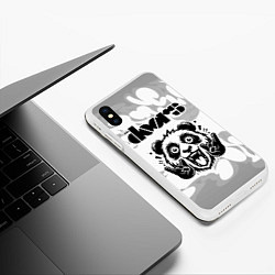 Чехол iPhone XS Max матовый The Doors рок панда на светлом фоне, цвет: 3D-белый — фото 2